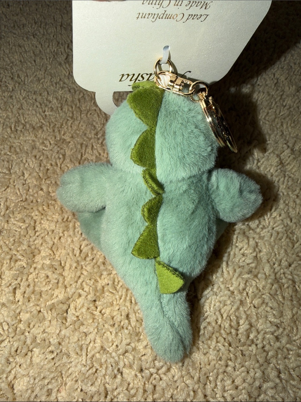 Natasha Plush Dinosaur Keychain/Bag Charm - Mint Green with Patterned Tie - Picture 2 of 8